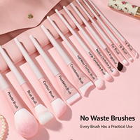 Ensemble de 12 pinceaux de maquillage roses, poils synthétiques doux, pinceaux pour le visage et les yeux, pinceaux pour l'ombre à paupières - Outils de beauté, maquillage
