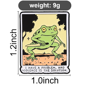Broche en métal carrée, motif grenouille de dessin animé audacieuse, avec bordure de style bande dessinée et <span class=keywords><strong>citation</strong></span> d'humour noir sur le thème de la crapaud sombre, pour collection de cadeaux de style alternatif - Product Image 6