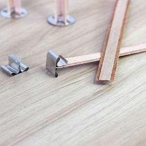 Support de mèche en <span class=keywords><strong>bois</strong></span> de haute qualité avec acier inoxydable noir pour la fabrication de bougies à la cire de soja non toxique - Product Image 4