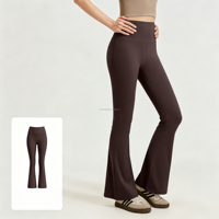 Pantalon de sport taille haute coupe large, effet galbant et amincissant, longueur 9 pouces, pour le yoga, avec logo personnalisable, tendance pêche