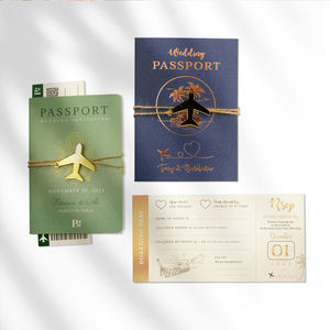 Tarjetas de felicitación con tema de viaje, pasaporte imprimible, <span class=keywords><strong>destino</strong></span>, tarjeta de embarque de boda, juego de tarjetas de invitación para decoración de fiesta de boda - Product Image 1