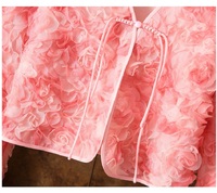 Manteau court rose fin et polyvalent pour femmes, cardigan créatif à fleurs avec design à boucle, veste châle rose