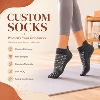 Chaussettes de Pilates de haute qualité avec logo personnalisé, antidérapantes, pour femmes, chaussettes de sport à cinq doigts pour le fitness et le yoga