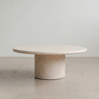 Table basse ovale moderne en marbre et pierre calcaire Cammy Stone pour salon, hôtel, appartement, villa