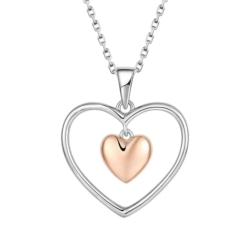 2023 Trendy Factory Wholesale OEM ODM Love Concentric 925 Sterling Silver Custom Heart Necklace Pendant
