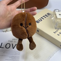 Pendentif Porte-clés Poupée en Peluche en Coton PP en Forme de Grains de Café, Créatif et Amusant, UKJellycatDoll, Hauteur 0-10cm, Vente en Gros