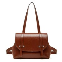 Tas Ransel Kulit Sapi Asli 2026 Model Flap Oil Wax Kapasitas Besar Multifungsi Kulit Asli Wanita Selempang Anti Maling