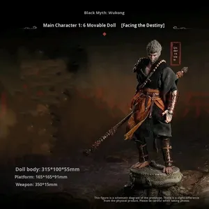 Estatuilla de soldado Black Myth Wukong, 37cm de alto, articulaciones móviles, de PVC Material, modelo coleccionable de juguete, soplador de aire a escala 1:1 congelado - Product Image 5