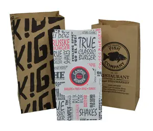 Custom printed food grade bread sandwich sos brown kraft paper bag for snack bread sandwich food