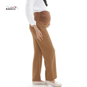 Emotion Moms Big Size <strong>Maternity</strong> Palazzo Long Straight Fit Summer Pregnancy Adjustable High Waist Cool <strong>Linen</strong> Fabric <strong>Trousers</strong> - Product Image 1