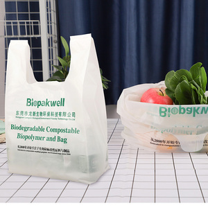 Customized Biodegradable PLA Cornstarch T-shirt <b>Bags</b> Plastic Reusable Recycle Shopping Grocery <b>Bags</b> - Product Image 3
