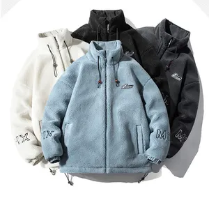 J163 Street Wear Oversized Men Thickened Sherpa Warm Coats Custom Men's Polar Fleece Jacket