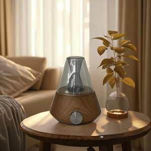 Elegante elektrische Cool Mist <span class=keywords><strong>Aroma</strong></span> Diffusor Glas Holz Tischplatte Naturholz maserung Finish Wasserlos Langlebig 1 Jahr Garantie - Product Image 1