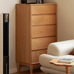 <span class=keywords><strong>Commode</strong></span> étroite à 5 <span class=keywords><strong>tiroirs</strong></span> <span class=keywords><strong>en</strong></span> chêne massif, style moderne minimaliste, avec <span class=keywords><strong>tiroirs</strong></span> cannelés et pieds coniques, pour chambre à coucher - Product Image 5