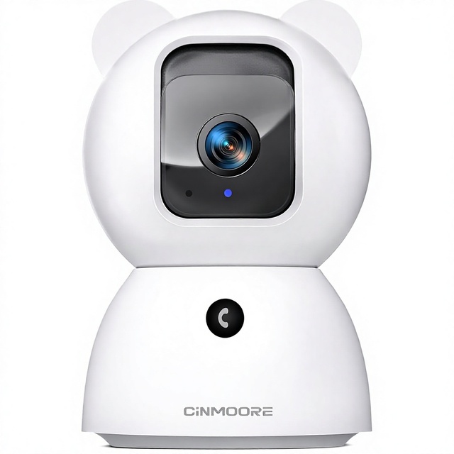 CINMOORE 2.5K 3K 4MP Indoor Security Camera AI Person/Pet/Cry Detection Phone App 2.4GHz WiFi Full Duplex 2-Way Audio IR Night