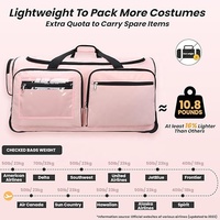 Sac de transport à roulettes personnalisé en gros pour costumes de danse, rose, avec porte-vêtements pour costumes de danseurs