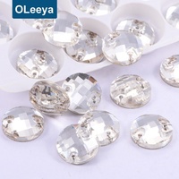 Piedras de Cristal de Strass Redondas y Planas, Color Blanco Transparente, para Coser en Disfraces de Carnaval, Venta Caliente