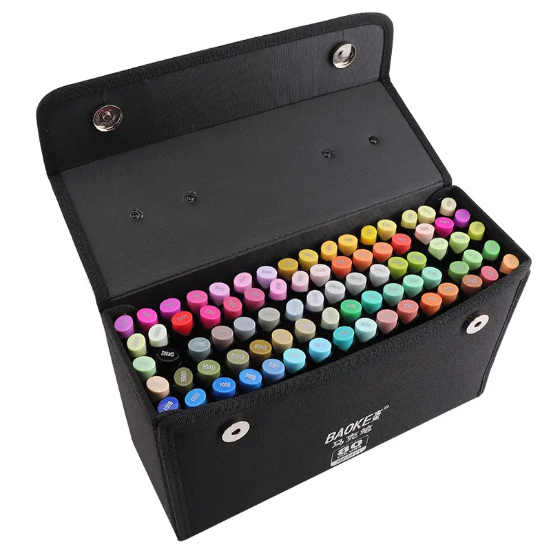 다채로운 유성 기반 듀얼 팁 아트 마커 펜 80 색 페인트 마커 펜 내마모성 섬유 팁