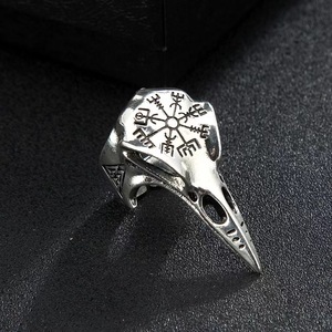 Hot Sell Nordic <span class=keywords><strong>Retro</strong></span> Style <span class=keywords><strong>Men</strong></span>'s Trendy Bird Skull <span class=keywords><strong>Ring</strong></span> Hip-Hop Defesa com Eagle Moda Punk Jóias Anéis Abertos - Product Image 1