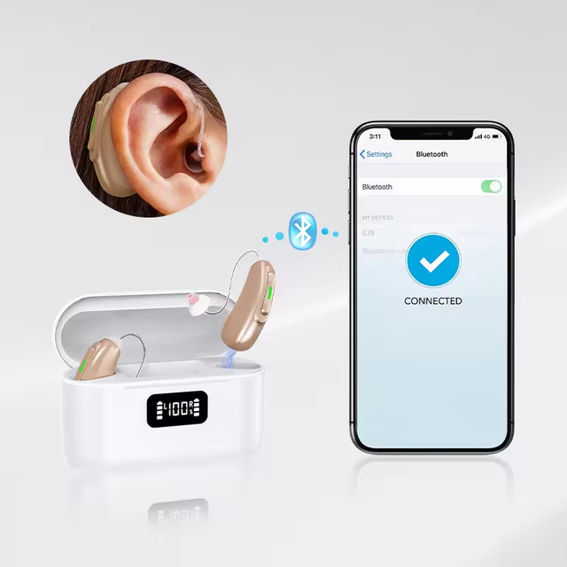 Great-Ears Easy to Wear Noise Cancelling Rechargeable Bte Rechargeable Hearing Aid Programmable Sound Amplifier