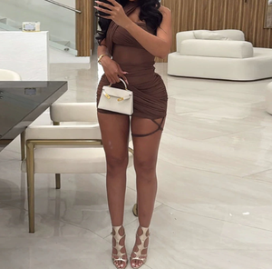 Robe courte décontractée pour femme Viviblook Z1204DS05, nouvelle collection, couleur unie, maille à empiècements, sexy, taille haute, coupe ajustée - Product Image 2