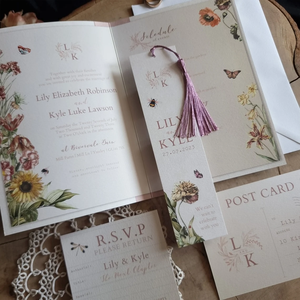 Invitación de Boda Vintage Bloom Estilo <span class=keywords><strong>Libro</strong></span> Plegable A5 con Diseño Floral Delicado, Juego de Folletos con Tarjeta de Respuesta A6 y Marcador con Borla Sedosa - Product Image 2