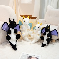 Peluche Dragon Volant Kawaii Z, Douce et Moelleuse avec Ailes, Blanc et Noir, Coussin Décoratif, Cadeau pour Enfants - Vente Chaude