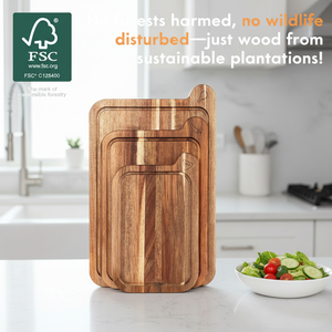 Nouvel ensemble de planches à découper en bois d'acacia, bois massif, 3 pièces, non toxique, avec support pour la viande <span class=keywords><strong>et</strong></span> les légumes, à utiliser dans la cuisine - Product Image 1