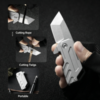 Couteau pliant de poche EDC, lame en acier D2, manche en acier inoxydable, mini couteau pliant portable pour le camping, la survie et les activités de plein air