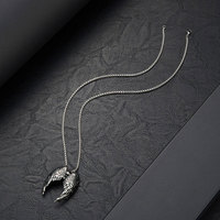 Pendentif de mode en acier inoxydable 316L, résistant à l'eau et inaltérable, plaqué or 14k 18k, avec zircon, motif aile d'ange pour homme