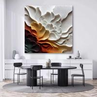 Tableau mural texturé 3D abstrait neutre moderne, grande peinture géométrique beige et marron, style Art Déco pour couloir