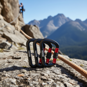 Vevor Lot de 3 grandes mousquetons en D 30KN en alliage d'aluminium verrouillables pour l'escalade, les hamacs, les balançoires et les laisses pour chiens - Product Image 2