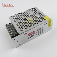 Alimentation électrique compacte 60W DC 12V 5A AC-DC à découpage, entrée unique, haute efficacité, faible bruit pour éclairage LED