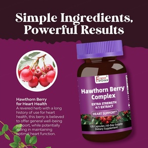 ผลิตภัณฑ์เสริมอาหารแฮว์ธอร์นเบอร์รี่คอมเพล็กซ์ 120 แคปซูล บำรุงสุขภาพหัวใจสำหรับผู้ชายและผู้หญิง สารสกัดจากพืชแฮว์ธอร์นเบอร์รี่คอมเพล็กซ์ - Product Image 2