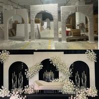 FSDKX Offre Spéciale or arc toile de fond mariage scène toile de fond arc PVC mariage décor blanc arc porte toile de fond support