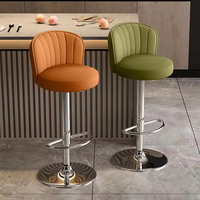 Tabouret de bar moderne de luxe léger avec cadre en fer, dossier réglable et pivotant, pour comptoir de caisse, chaise haute pivotante commerciale