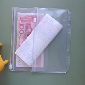 Vente en gros 6 trous perforés A7 A6 A5 PVC résistant à l'eau Classeur pour pochette Sac à fermeture éclair Sac d'argent Portefeuille Enveloppe - Product Image 3