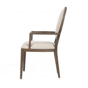 P2202 Sedia da Pranzo in Stile Vintage Francese <span class=keywords><strong>con</strong></span> Schienale Rotondo e Braccioli, Imbottita in Legno per Casa e Hotel - Product Image 6