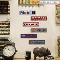 Placa Decorativa Rústica para Pared, Pintura en Hierro con Diseño de Marca de Aceite de Coche Vintage, Impresión UV, Mobil STP Champion, Decoración Retro para Garaje