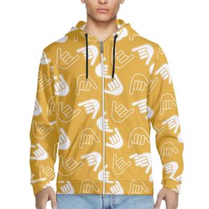 Customization Shaka Hand Sign felpa da <span class=keywords><strong>uomo</strong></span> ampia stile sportivo felpa con cappuccio stampa on Demand felpa con cerniera - Product Image 4