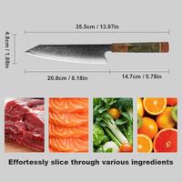 Couteau de cuisine KitchenBliss de haute qualité en acier Damas personnalisé, manche en bois de résine, couteau de chef japonais Kiritsuke en acier Damas à 67 couches