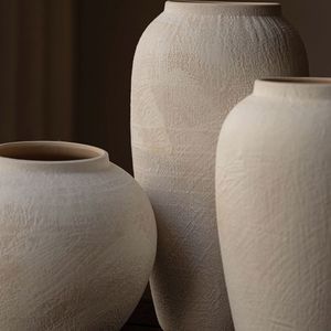 와비사비 스타일 세라믹 꽃병, 거실 꽃꽂이, 홈스테이 호텔, 하이엔드 느낌, 화이트 레트로 - Product Image 6