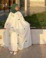 Mode islamique, vêtements pour femmes musulmanes, abaya fermée, abaya à nœud, robe décontractée ample pour femmes musulmanes, robe islamique blanche à manches trompette pour femmes