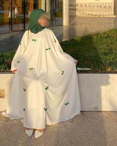 Islamic Fashion Muslim <strong>Women</strong> Clothing Closed Abaya Bow Abaya Muslim Casual Loose <strong>Dress</strong> White Trumpet Sleeve Islamic <strong>Dress</strong> <strong>Women</strong> - Product Image 2