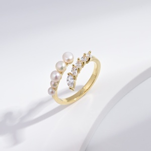 custom plata 925 sterling silver gold plated pearl <b>ring</b> <b>open</b> adjustable black engagement marriage simple vintage <b>rings</b> for women - Product Image 1