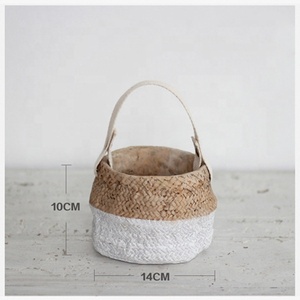 กระถางปลูกดอกไม้ซีเมนต์,ตะกร้าหวายสานแบบเลียนแบบสำหรับตกแต่งสวน - Product Image 6