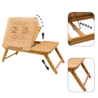Table d'appoint portable moderne et écologique en bambou pliable avec tiroir et plateau inclinable pour lit, canapé, petit-déjeuner, écriture et lecture