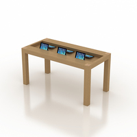 Nouveaux appareils de magasin mobiles personnalisés, conception adaptée, table d'affichage en bois pour emboîtement de téléphone portable au détail de produit de magasin