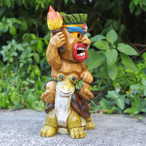 Tùy Chỉnh <span class=keywords><strong>Polynesian</strong></span> Theo Chủ Đề Polyresin Tiki Bức Tượng Nghệ Thuật Rùa Cưỡi Điêu Khắc Handmade Vẽ Tay Trang Trí Nội Thất Trang Trí - Product Image 2