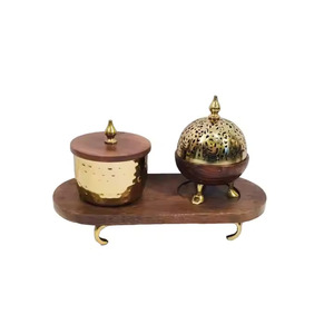 Best Quality Restaurant Table Top Usage Hammered Stainless Steel and Wooden Bakhoor <b>Burner</b> - Product Image 5